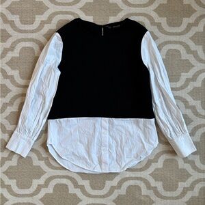 Zara Black and White Button Down Shirt